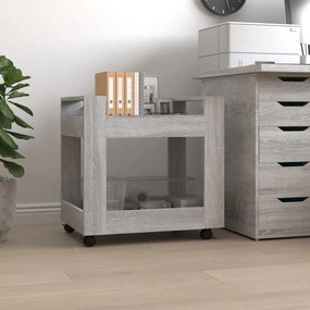 vidaXL Trólei secretária 60x45x60 cm derivados madeira sonoma cinza