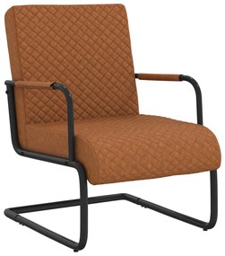 Cadeira cantilever em couro artificial castanho mate