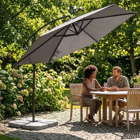 Conjunto completo de guarda-sol de 300 cm, incluindo 4 pesos e capa de proteção Antracite