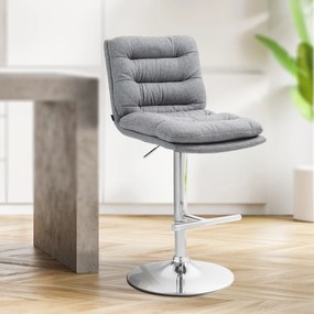 Banco de bar Damar em tecido com estrutura cromada 94-116 x 42 x 56 cm Cinzento