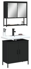 vidaXL 2 pcs conjunto móveis casa de banho derivados de madeira preto