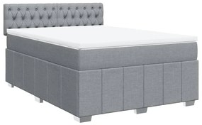 Cama com molas/colchão 140x190 cm tecido cinzento-claro