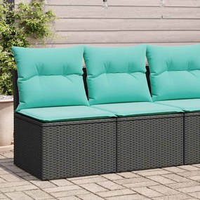 2 pcs conjunto sofás jardim c/ almofadões vime PE/acácia preto