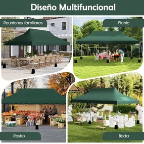 Tenda Pop Up Festas, Feiras, Jardim dobrável de 3 x 6 m com bolsa de transportee 6 sacos areia, portátil para festas com altura ajustável verde