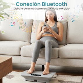 Plataforma vibratória com sensor de gravidade, 10 intensidades ajustáveis, comando à distância Bluetooth, máquina de treino para uso doméstico, cinzen