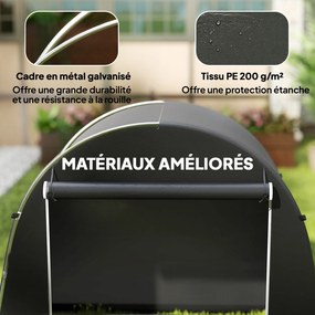 Abrigo de jardim em forma de tenda em Lona  245 x 120 x 200 cm, impermeável, para guardar objetos, com porta enrolável e fecho de correr, cinzento esc