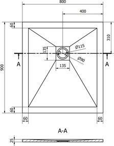 Mexen Stone+ base de duche retangular em compósito 90 x 80 cm, branco - 44108090