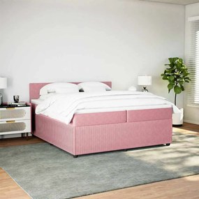 Cama com molas/colchão 200x200 cm veludo rosa