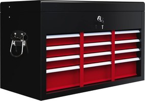 HOMCOM Caixa de ferramentas, trancável, 3 gavetas, estrutura em aço, 60x26x34cm, Vermelho+Preto | Aosom Portugal