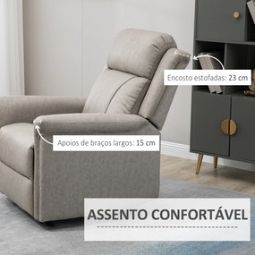 Poltrona Relax Reclinável até 135º com Apoio para os Pés Encosto Alto 78x96x102 cm Cinza