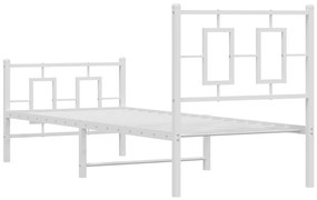 Estrutura de cama com cabeceira e pés 75x190 cm metal branco
