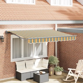 vidaXL Toldo Retrátil Verde, Amarelo 350 x 200 cm Poliéster, Alumínio