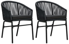 3 pcs conjunto de jantar para jardim preto
