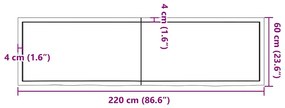 Prateleira de parede 220x60x(2-4) cm carvalho tratado castanho