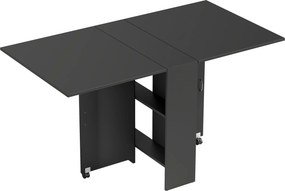 HOMCOM Mesa de Cozinha Dobrável com 2 Prateleiras de Armazenamento e Laterais Dobráveis 75x140x74 cm Preto | Aosom Portugal