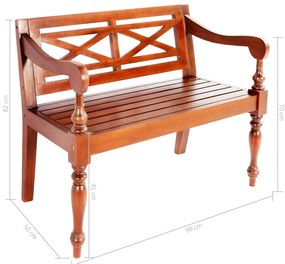 Banco Batávia 98 cm madeira maciça de mogno castanho escuro