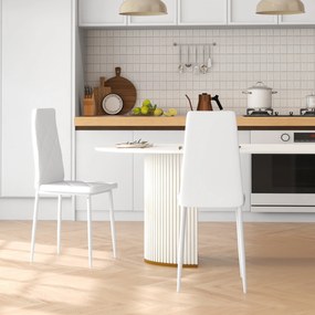 Conjunto de 2 cadeiras de sala de jantar com encosto alto, revestimento sintético e pés em aço, branco