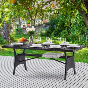 Mesa de jardim Polyrattan Takeo 190x90x75cm WPC preta