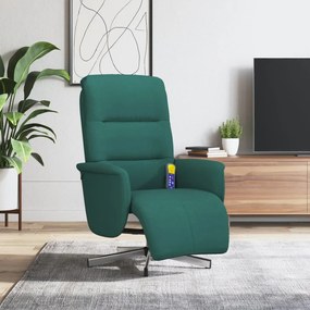 vidaXL Cadeira massagens reclinável c/ apoio pés tecido verde-escuro