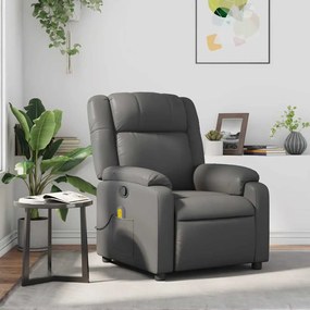 Poltrona de massagens reclinável couro artificial cinzento