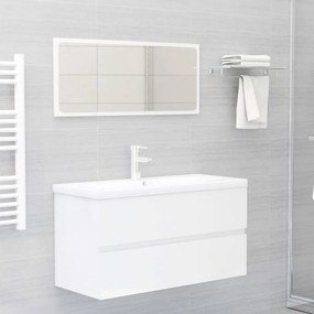 Armário lavatório 90x38,5x45 cm contraplacado branco brilhante