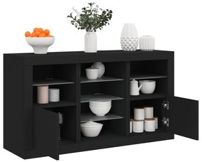 Aparador com luzes LED 123x37x67 cm preto