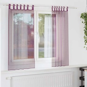 vidaXL Cortinas de voile com laços 2 pcs roxo 140x140 cm