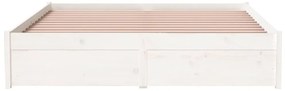 Estrutura de cama casal 135x190 cm madeira maciça branco