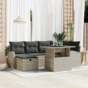 Conjunto de Sofás para Jardim com Almofadas Cinza Claro Rattan de Poli