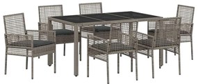 Conjunto de Jantar para Jardim 7 pcs Cinzeto 150 x 90 x 75 cm