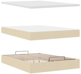Estrutura de cama otomana com colchão tecido creme 140x200cm
