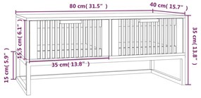 Mesa de centro 80x40x35 cm derivados de madeira/ferro preto