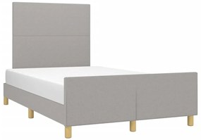 Estrutura de cama sem colchão cinza claro tecido