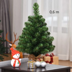 Árvore de Natal Artificial de 60 cm Fácil de montar com folhas de PVC Ramos Suporte metálico e base de cimento