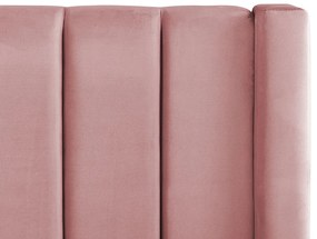Cama de casal com arrumação em veludo rosa 140 x 200 cm NOYERS Beliani