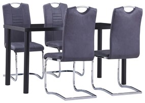 vidaXL 5 pcs conjunto de jantar camurça artificial cinzento