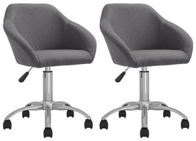 vidaXL Cadeiras de jantar giratórias 2 pcs tecido cinzento-claro