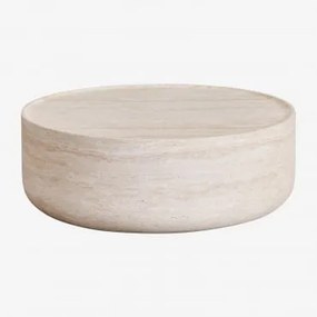 Mesa De Centro Redonda Ø80 Cm Em Cimento Look Travertino Darwys Travertine - Sklum