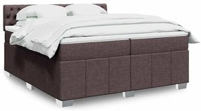 vidaXL Cama com molas/colchão 200x200 cm tecido castanho-escuro