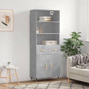 vidaXL Armário alto 69,5x34x180 cm derivados de madeira cinza cimento