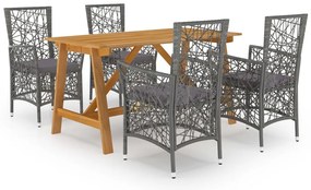 vidaXL 5 pcs conjunto de jantar para jardim cinzento
