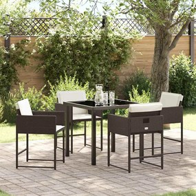 vidaXL Conjunto de Jantar de Jardim , 5 Peças com Almofadas Castanho em Polyrattan