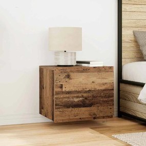 Cômoda de Cabeceira vidaXL com LED Montada na Parede em Madeira Antiga 50x39x41 cm