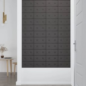 Painel de parede 12 pcs 30x15 cm couro artificial 0,54 m² cinza
