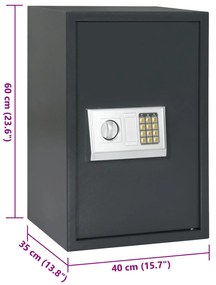 Cofre Digital Eletrónico com Prateleira Cinza Escuro 40x35x60 cm Aço