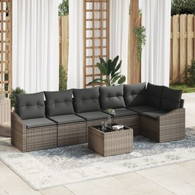 vidaXL Conjunto de Sofás de Jardim de 6 Peças com Almofadas de Rattan Preto