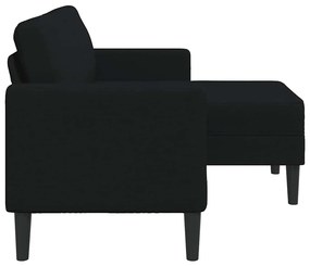 Sofá 2 lugares com Chaise em L 125 cm tecido preto