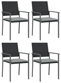 5 pcs conjunto de jantar p/ jardim c/ almofadões vime PE e aço