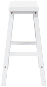 Bancos de bar 2 pcs madeira de seringueira maciça branco