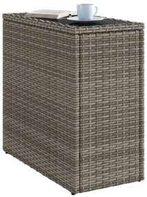 Mesa de apoio jardim c/ tampo vidro 58x27,5x55 cm vime PE cinza